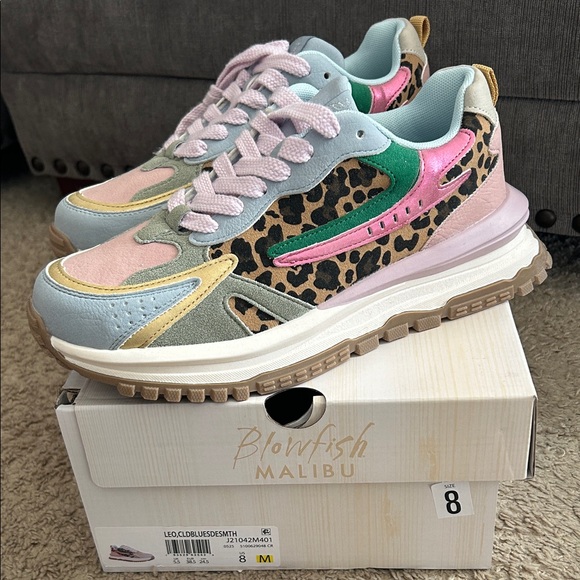 Blowfish Malibu Shoes - BLOWFISH MALIBU Animal print Cloudblue Purple Laces Womens Sneakers 8 NEW